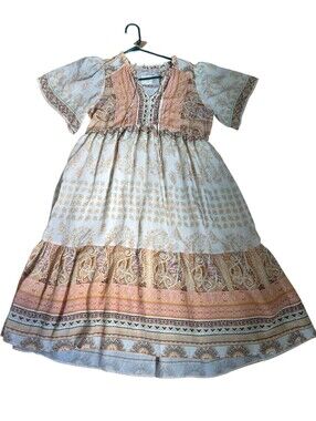 Umgee V-Neck Paisley Boho Tiered Midi Dress